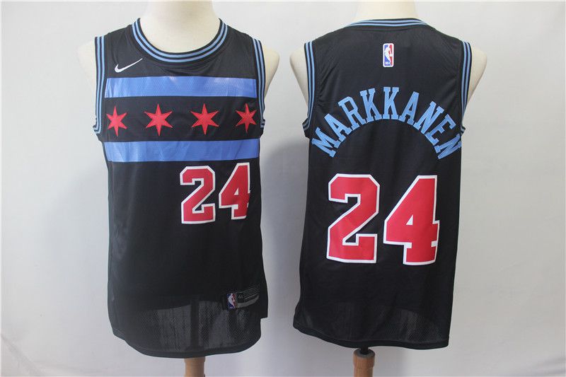 Men Chicago Bulls #24 Markkanen Black City Edition Game Nike NBA Jerseys